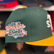 New Era Oakland Athletics Upside Down Logo '1988 World Series' Green/Yellow 9FIFTY Snapback - Product Image