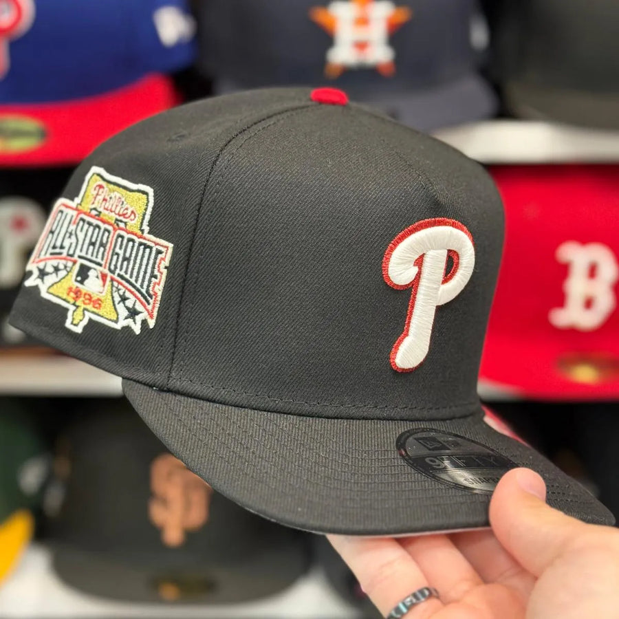 New Era Philadelphia Phillies 'All Star Game' A-Frame Black/Red Chrome 9FIFTY Snapback | Glow in the Dark - Product Image