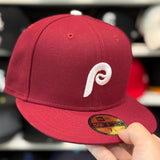 New Era Philadelphia Phillies Dark Red 59FIFTY Fitted Hat