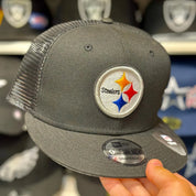 New Era Pittsburgh Steelers Black 9FIFTY Trucker Snapback - Product Image