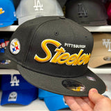New Era Pittsburgh Steelers 'Script Logo' Black/Yellow 9FIFTY Snapback