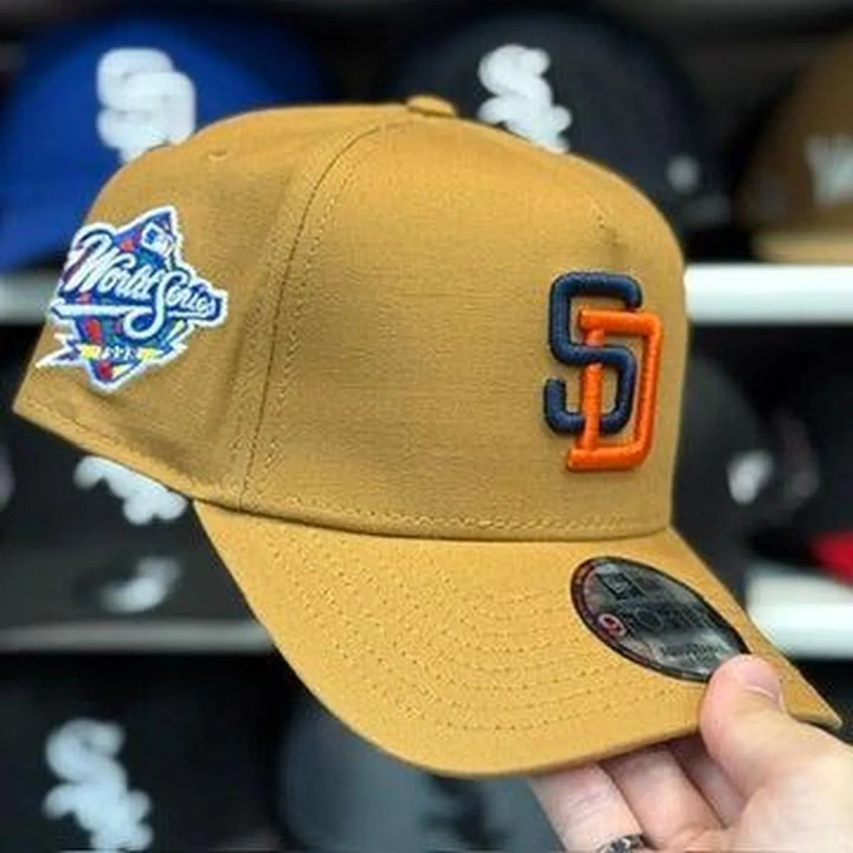 New Era San Diego Padres '1988 World Series' A-Frame Tan 9FORTY Snapback - Product Image