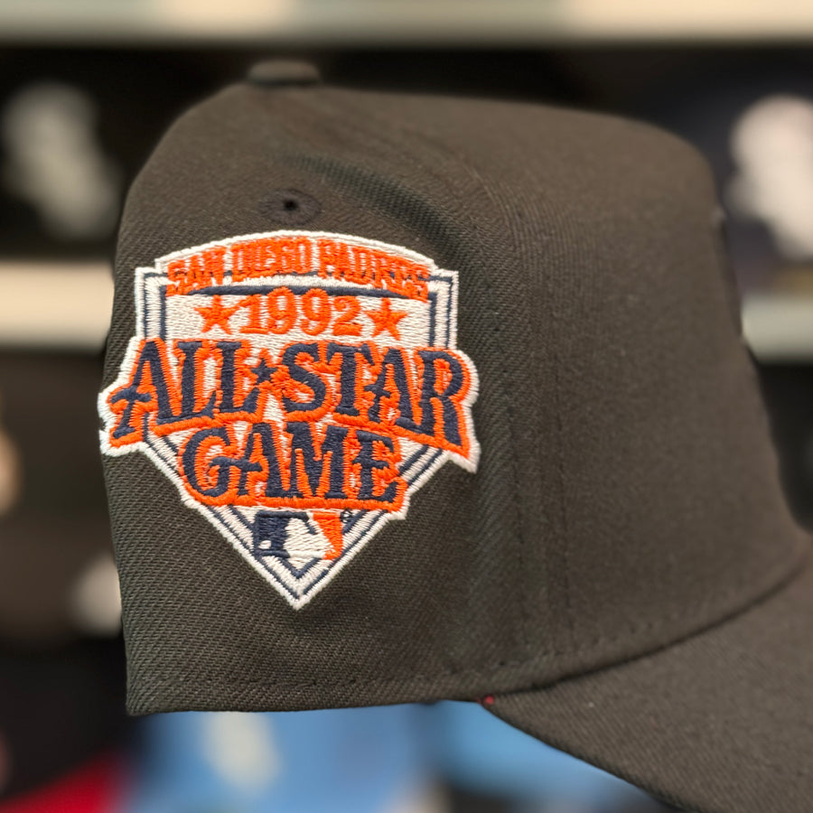 New Era San Diego Padres '1992 All Star Game' A-Frame All Black 9FORTY Snapback - Scarlet - Product Image