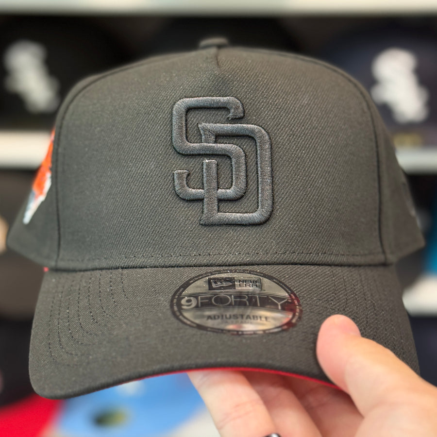 New Era San Diego Padres '1992 All Star Game' A-Frame All Black 9FORTY Snapback - Scarlet - Product Image