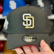 New Era San Diego Padres '1998 World Series' A-Frame Black 9FORTY Snapback | Red Under Brim - Product Image
