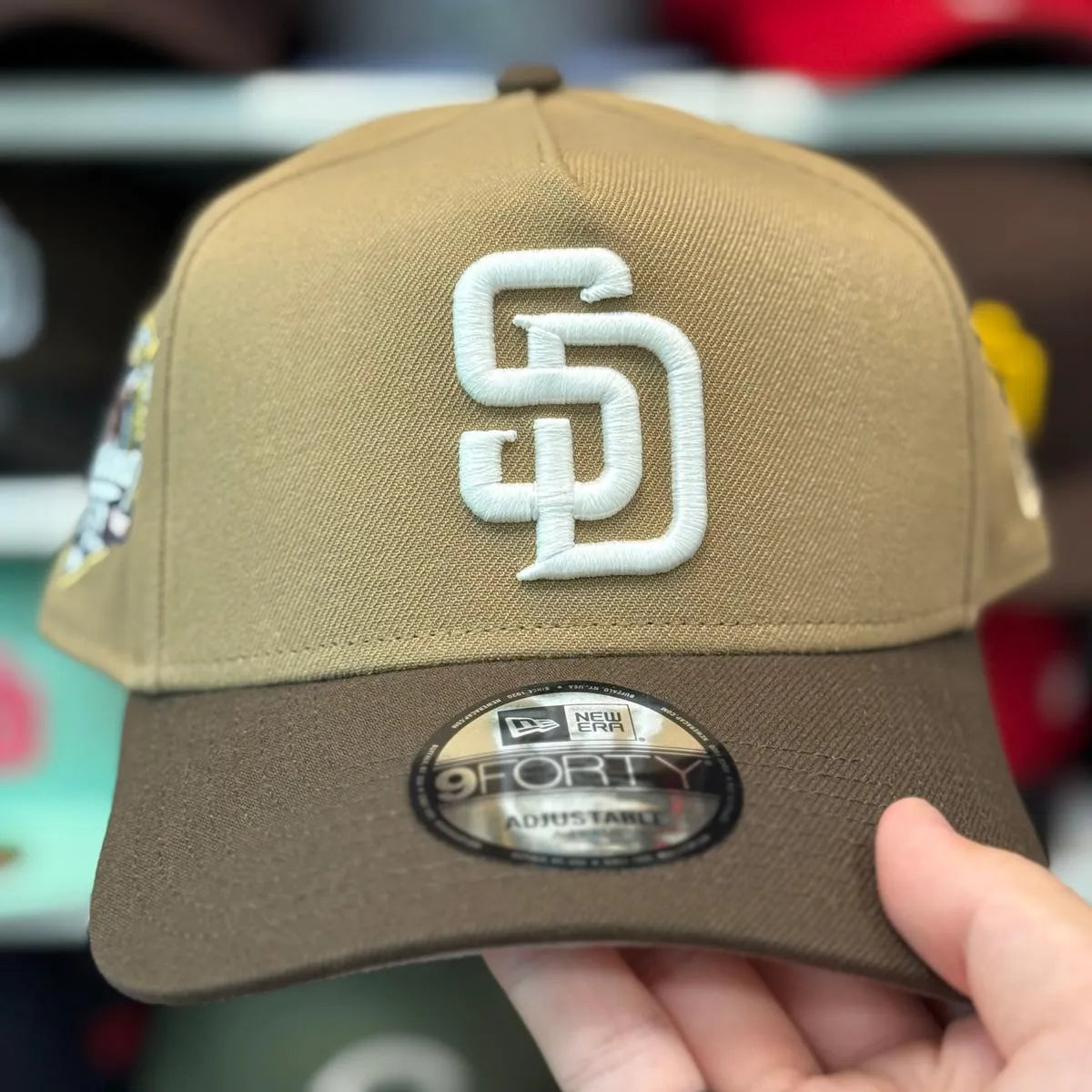 New Era San Diego Padres '40th Anniversary' A-Frame Tan/Brown 9FORTY Snapback | Glow in the Dark - Product Image