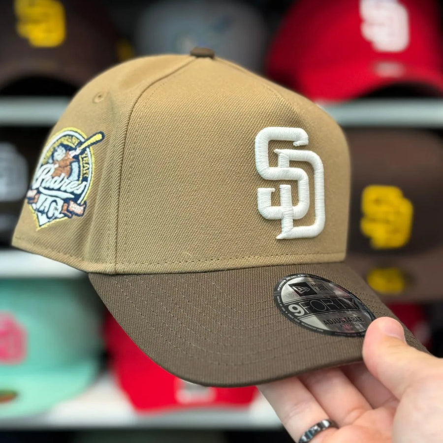 New Era San Diego Padres '40th Anniversary' A-Frame Tan/Brown 9FORTY Snapback | Glow in the Dark - Product Image