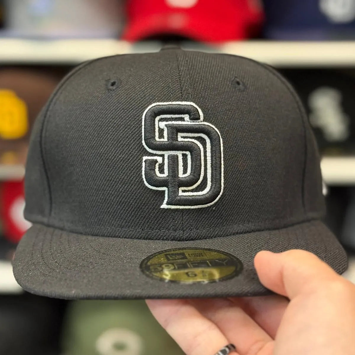 New Era San Diego Padres 'Outline Logo' Black 59FIFTY Fitted Hat - Product Image