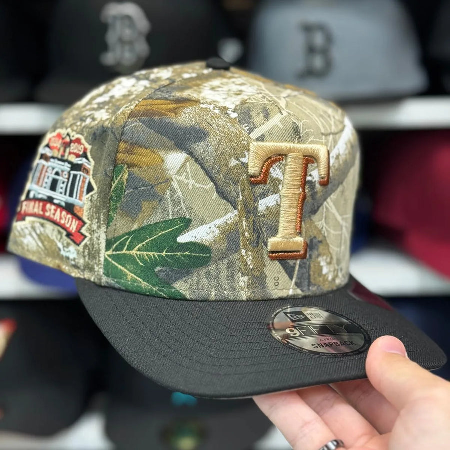 New Era Texas Rangers '1994 2019 Final Season' A-Frame Realtree Camouflage 9FIFTY Snapback - Product Image