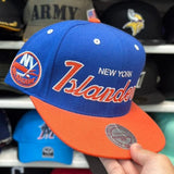 New York Islanders 'Script Logo' Blue/Orange Mitchell & Ness Snapback