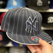 New York Yankees Pin Stripe Black Twin Enterprises Fitted Hat - Product Image