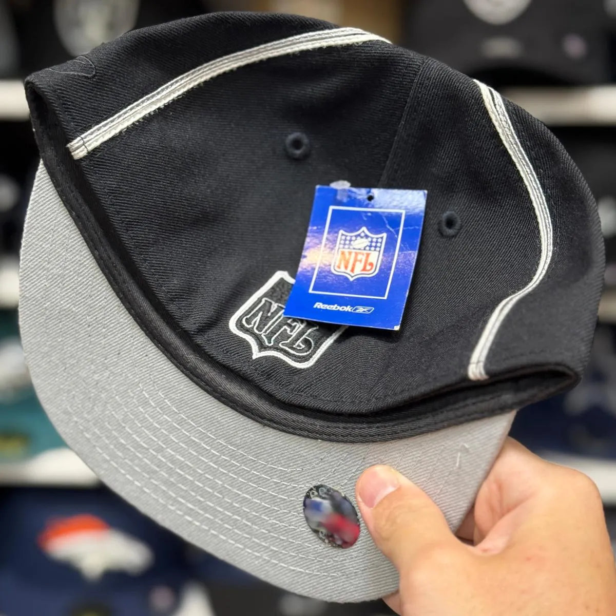 Oakland Raiders Black Reebok Fitted Hat - Product Image