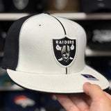Oakland Raiders 'Center Pipe' White/Black Reebok Fitted Hat