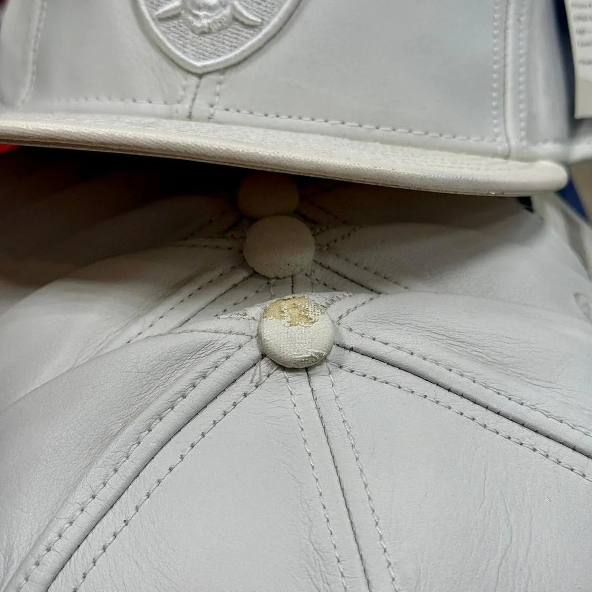 Oakland Raiders 'Full Leather' All White Reebok Fitted Hat - Product Image
