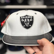 Oakland Raiders 'Full Leather' White/Black Reebok Adjustable Hat - Product Image