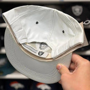 Oakland Raiders 'Full Leather' White/Black Reebok Adjustable Hat - Product Image