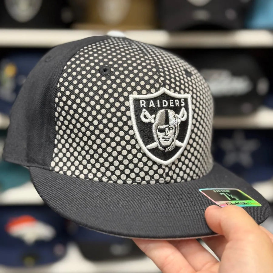 Oakland Raiders 'Micro Dot' Grey/Black Reebok Fitted Hat - Product Image