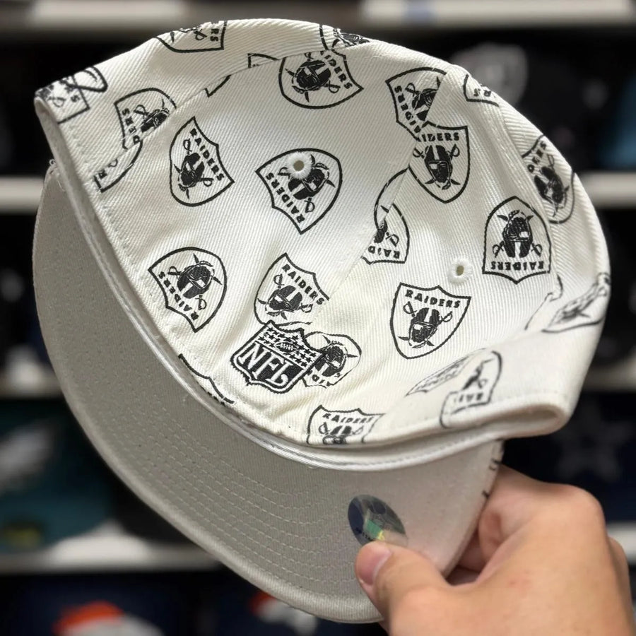 Oakland Raiders 'Monogram' White Reebok Fitted Hat - Product Image