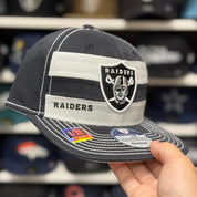 Oakland Raiders 'Sideline Striped' Grey/Black Reebok Fitted Hat | L/XL - Product Image