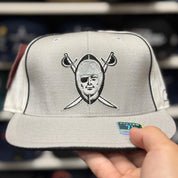 Oakland Raiders Silver/White Reebok Fitted Hat - Product Image