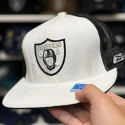 Oakland Raiders 'Suede' White Reebok Fitted Trucker Hat - Product Image