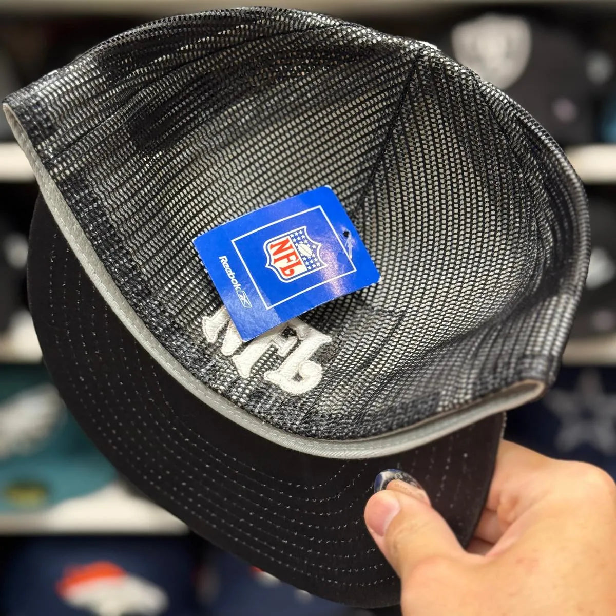 Oakland Raiders 'Suede' White Reebok Fitted Trucker Hat - Product Image