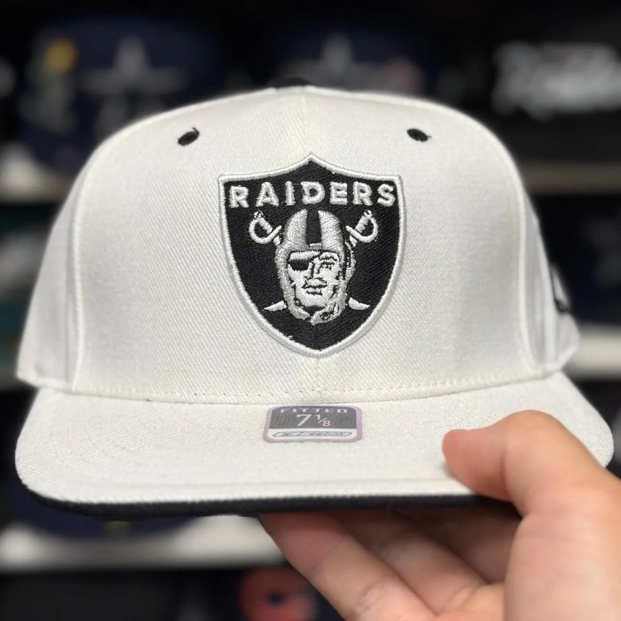 Oakland Raiders White Reebok Fitted Hat - Product Image