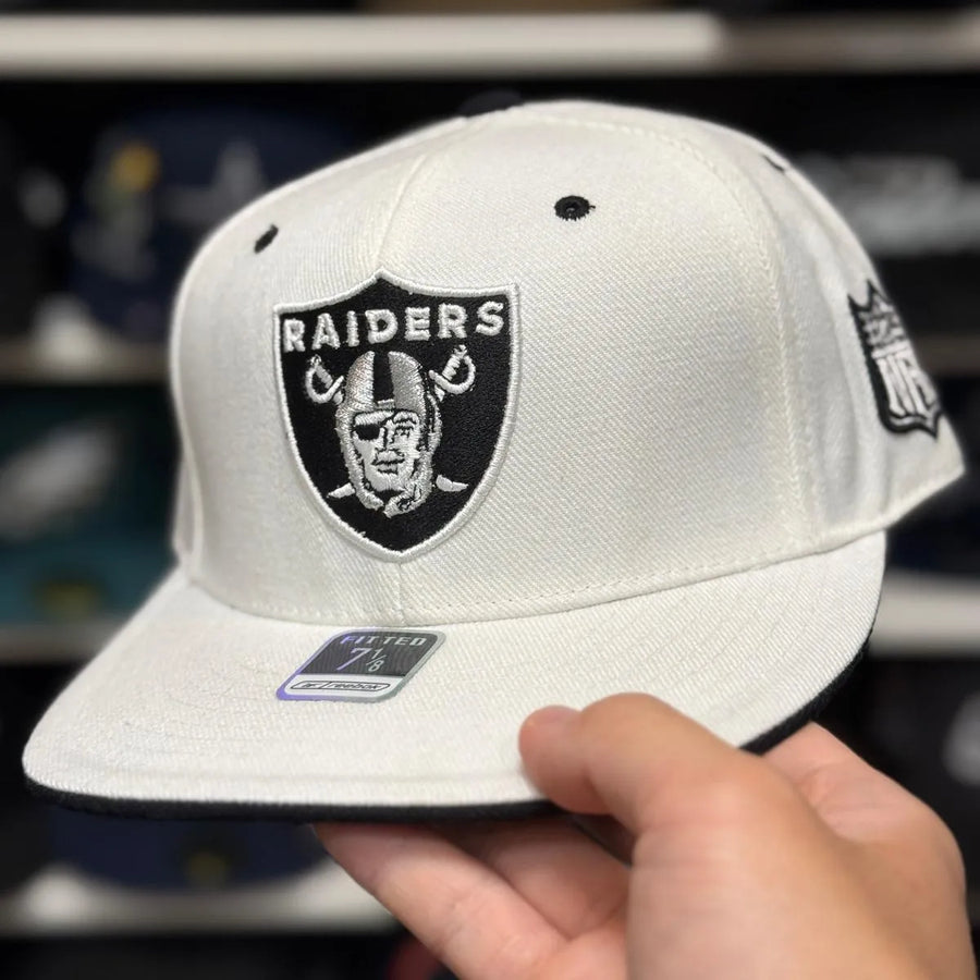Oakland Raiders White Reebok Fitted Hat - Product Image