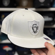 Oakland Raiders White Reebok Fitted Hat - Product Image