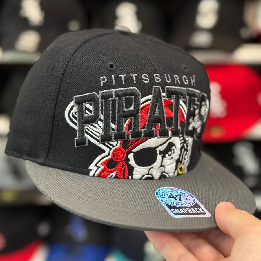 Pittsburgh Pirates Black/Grey '47 Brand Snapback - Product Image