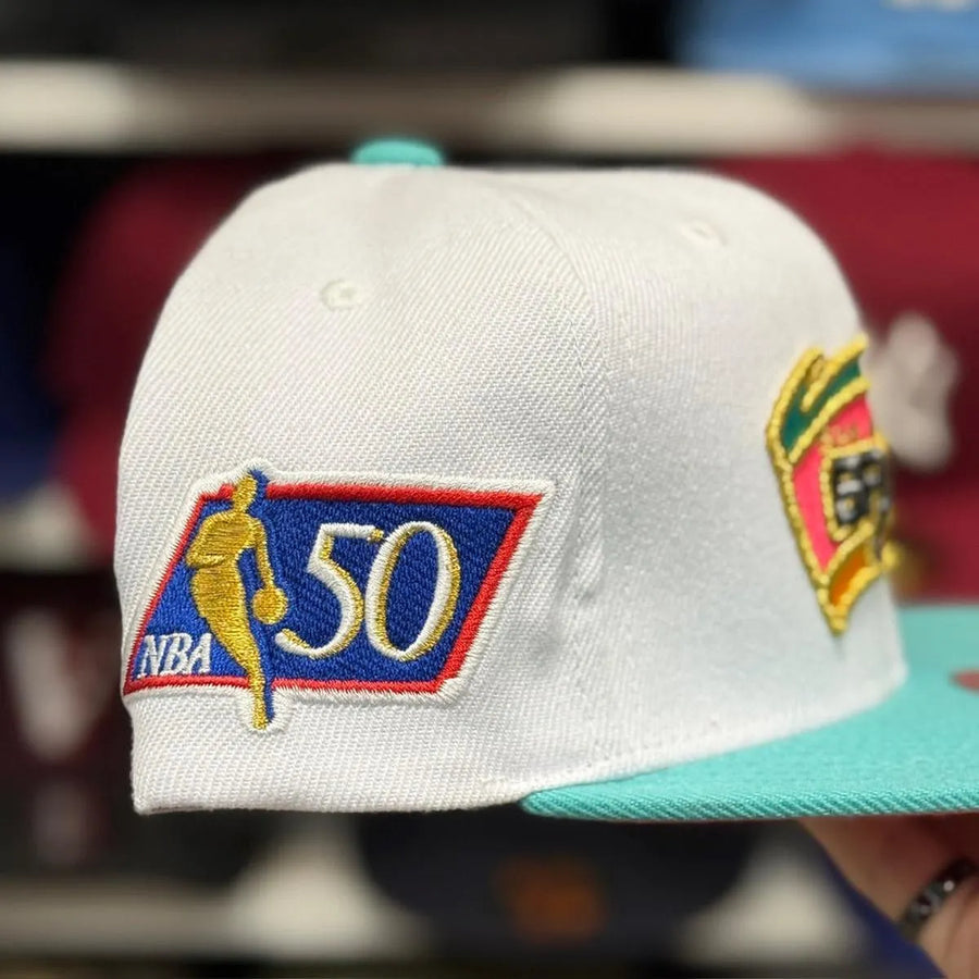 San Antonio Spurs 'NBA 50th' White/Turquoise Mitchell & Ness Snapback - Product Image