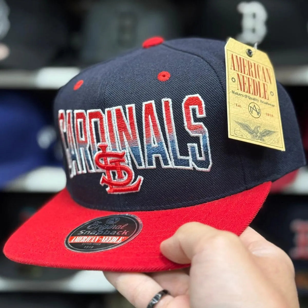 St. Louis Cardinals Black/Red American Needle Snapback - Product Image