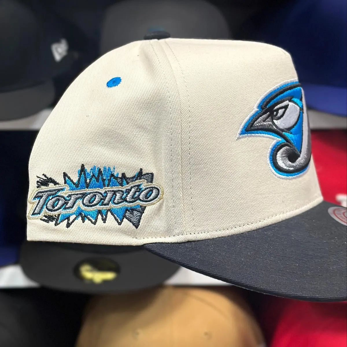 Black A-Frame Mitchell & Ness Snapback | Blue Under Brim - Product Image