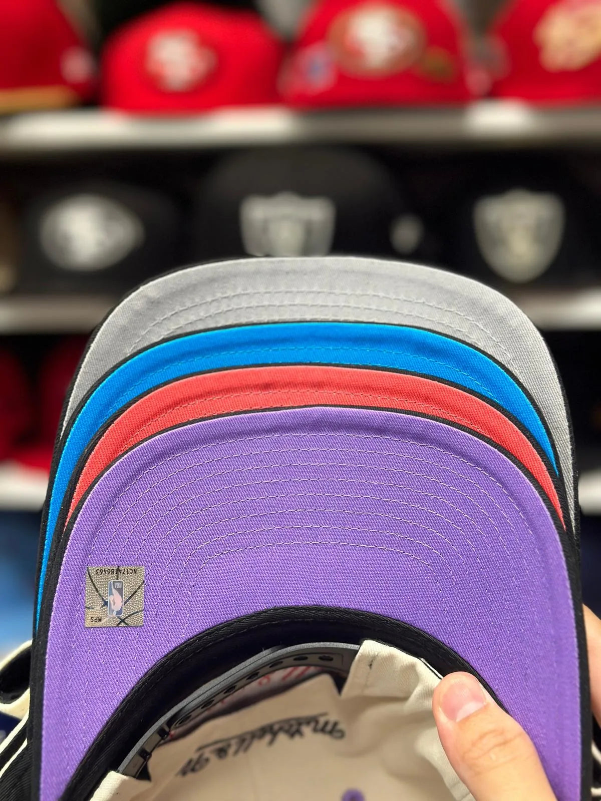 Toronto Blue Jays Creme/Black A-Frame Mitchell & Ness Snapback | Blue Under Brim - Product Image