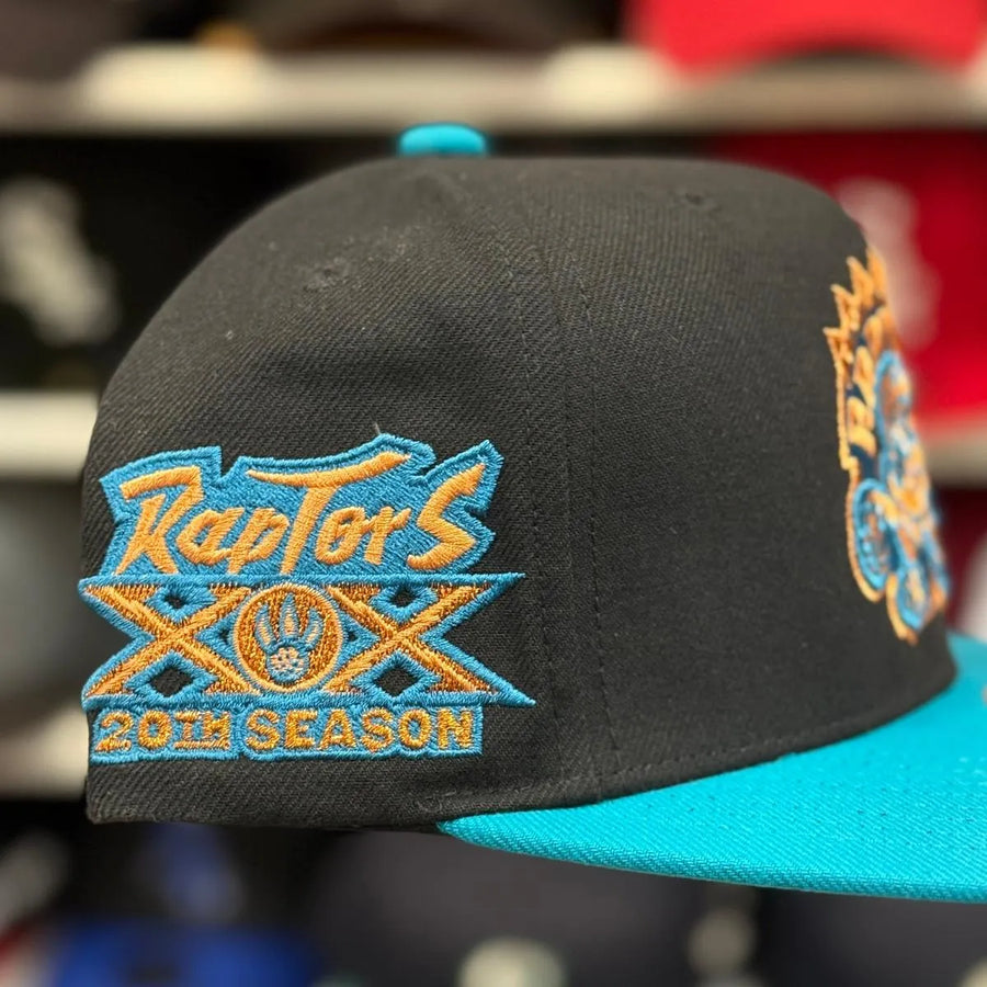Toronto Raptors '20th Season' Black/Turquoise Mitchell & Ness Snapback - Product Image