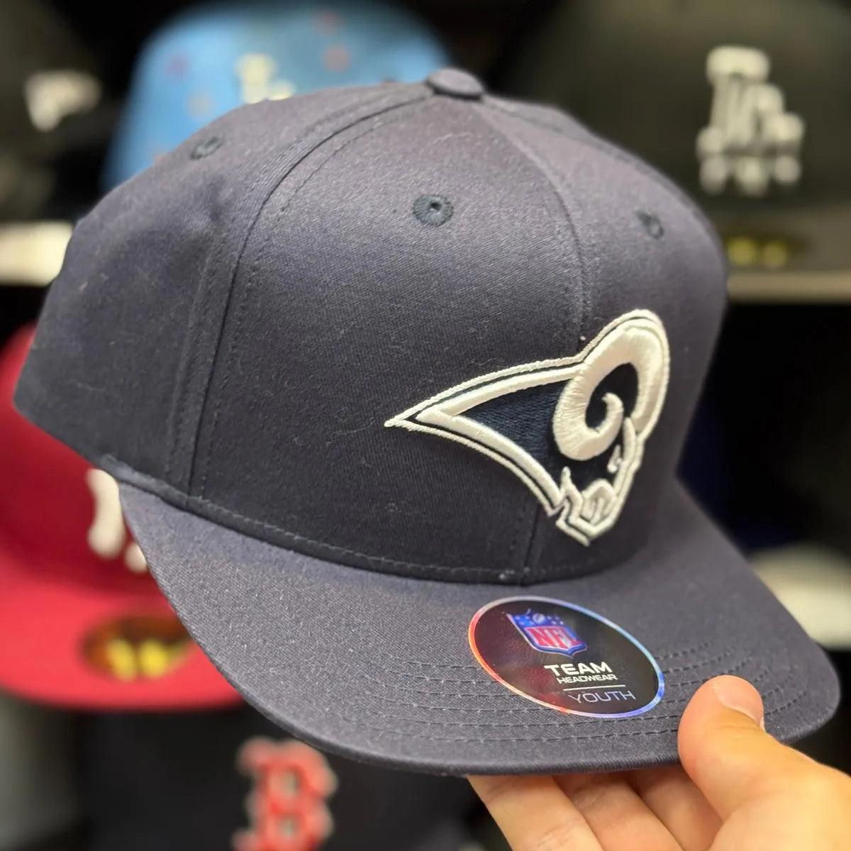 Youth Los Angeles Rams Navy Team Headwear Snapback - Product Image