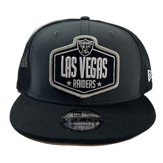 Raiders Las Vegas Draft Day Trucker Hat (Grey) Snapback