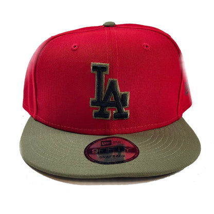 LA Dodgers MLB Snapback | New Era 9FIFTY Adjustable Snap | Red/Olive